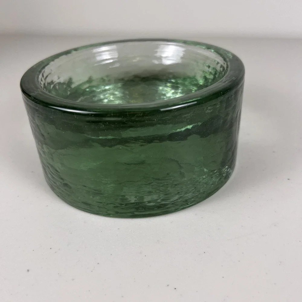 Pottery Barn recycled glass pillar holder Mexican Glass READ